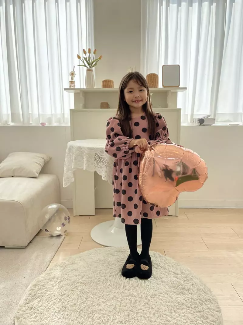Party Pu - Korean Children Fashion - #childrensboutique - Rib Dot One-piece