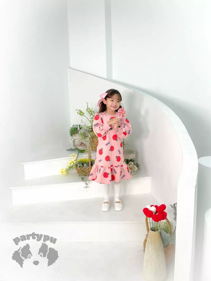 Party Pu - Korean Children Fashion - #designkidswear - Shirring Apple One-piece - 7