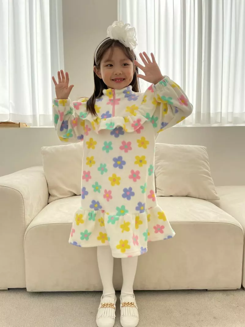 Party Pu - Korean Children Fashion - #littlefashionista - Turtleneck Frill One-piece