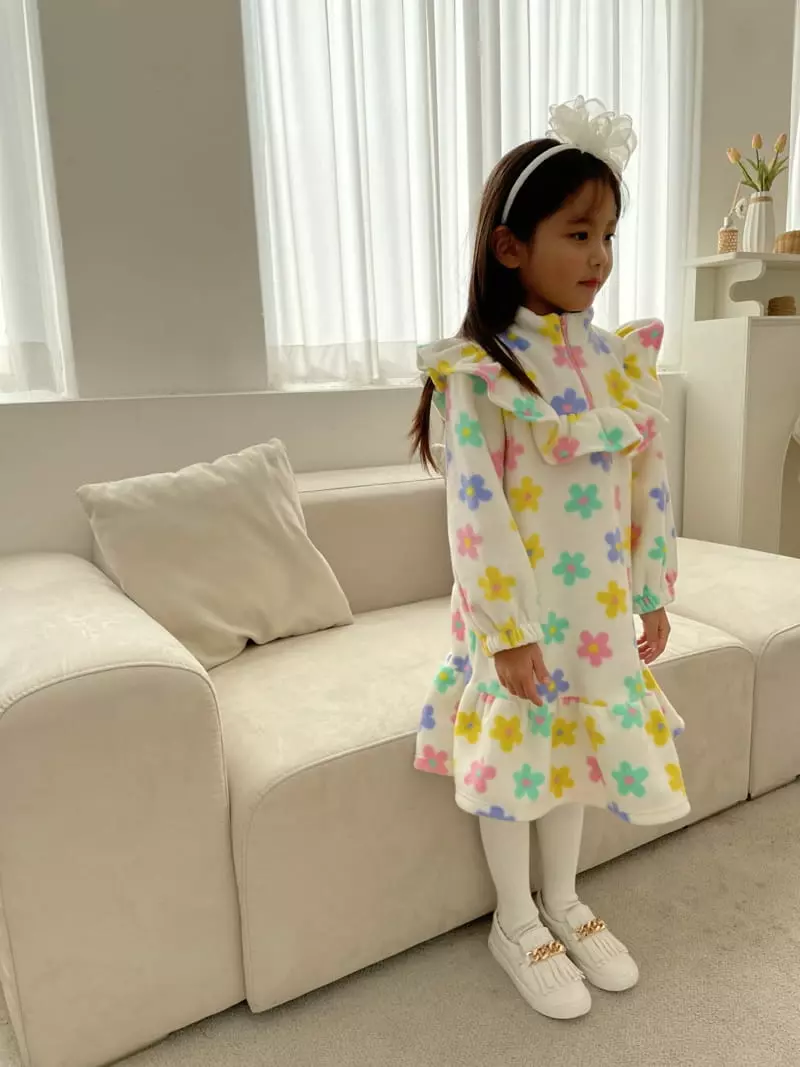 Party Pu - Korean Children Fashion - #minifashionista - Turtleneck Frill One-piece - 4
