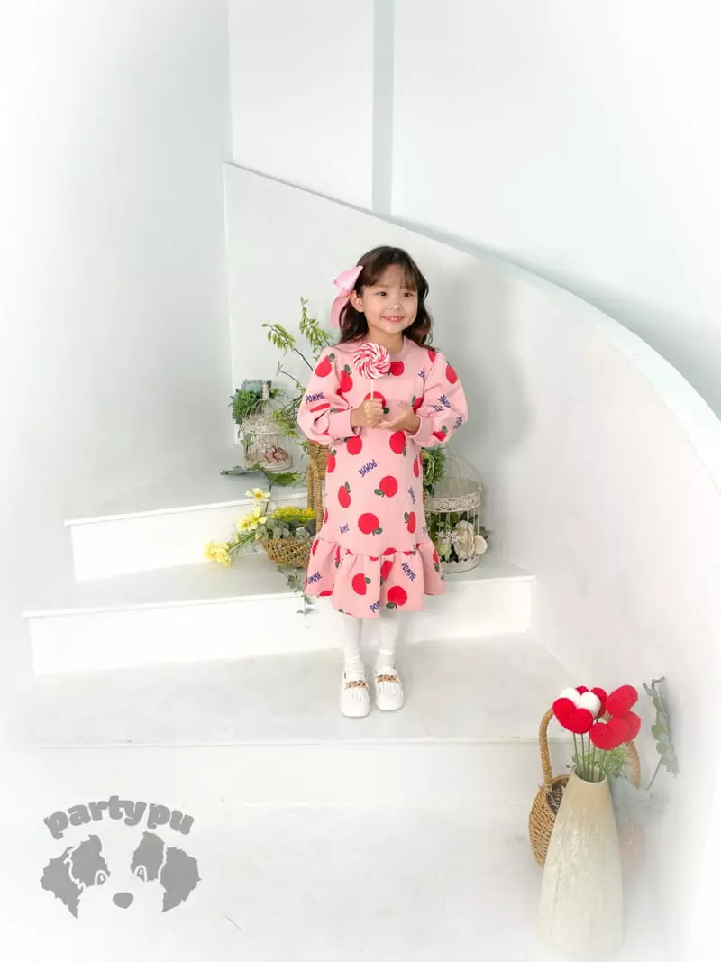 Party Pu - Korean Children Fashion - #toddlerclothing - Shirring Apple One-piece - 4