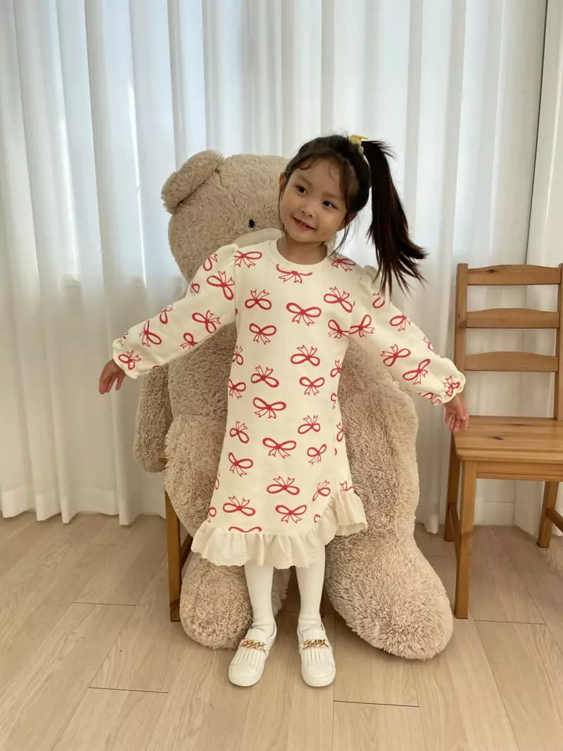 Party Pu - Korean Children Fashion - #stylishchildhood - Ribbon Lace One-piece - 2