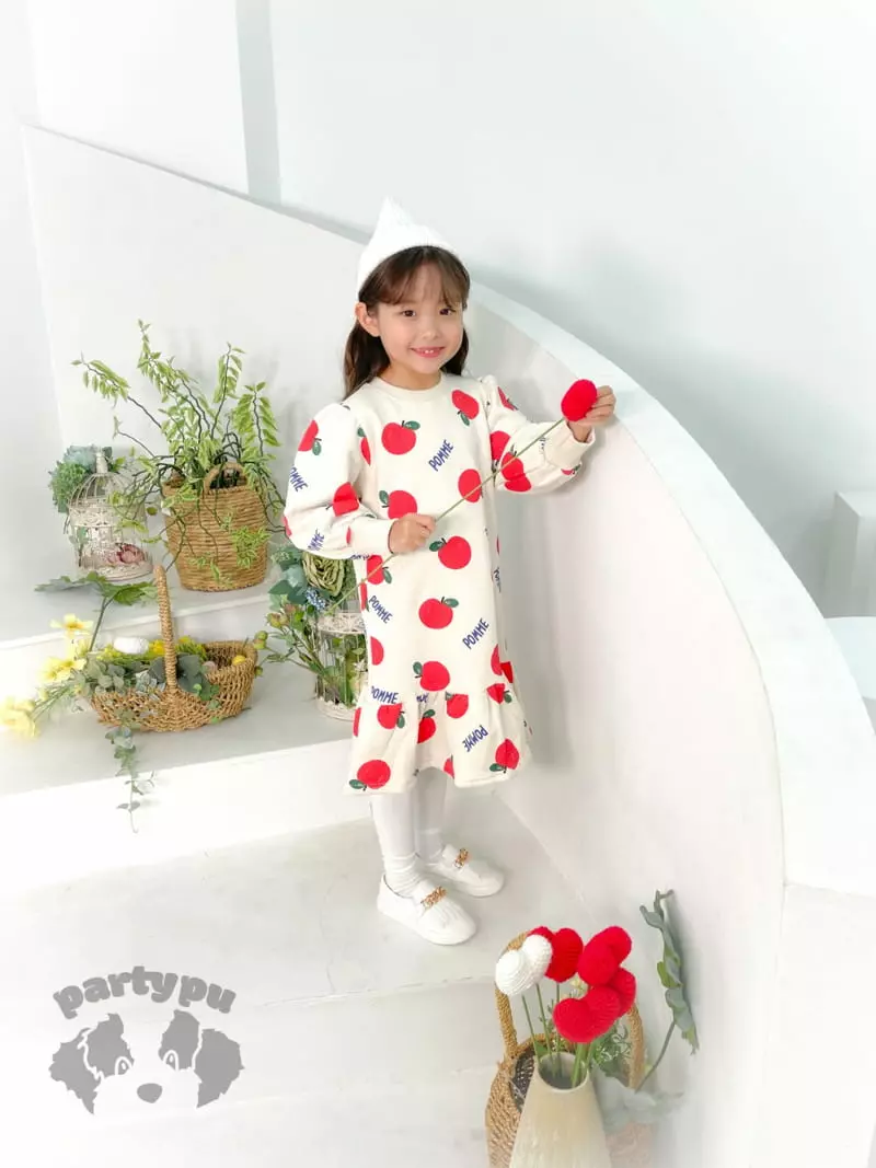 Party Pu - Korean Children Fashion - #todddlerfashion - Shirring Apple One-piece - 2