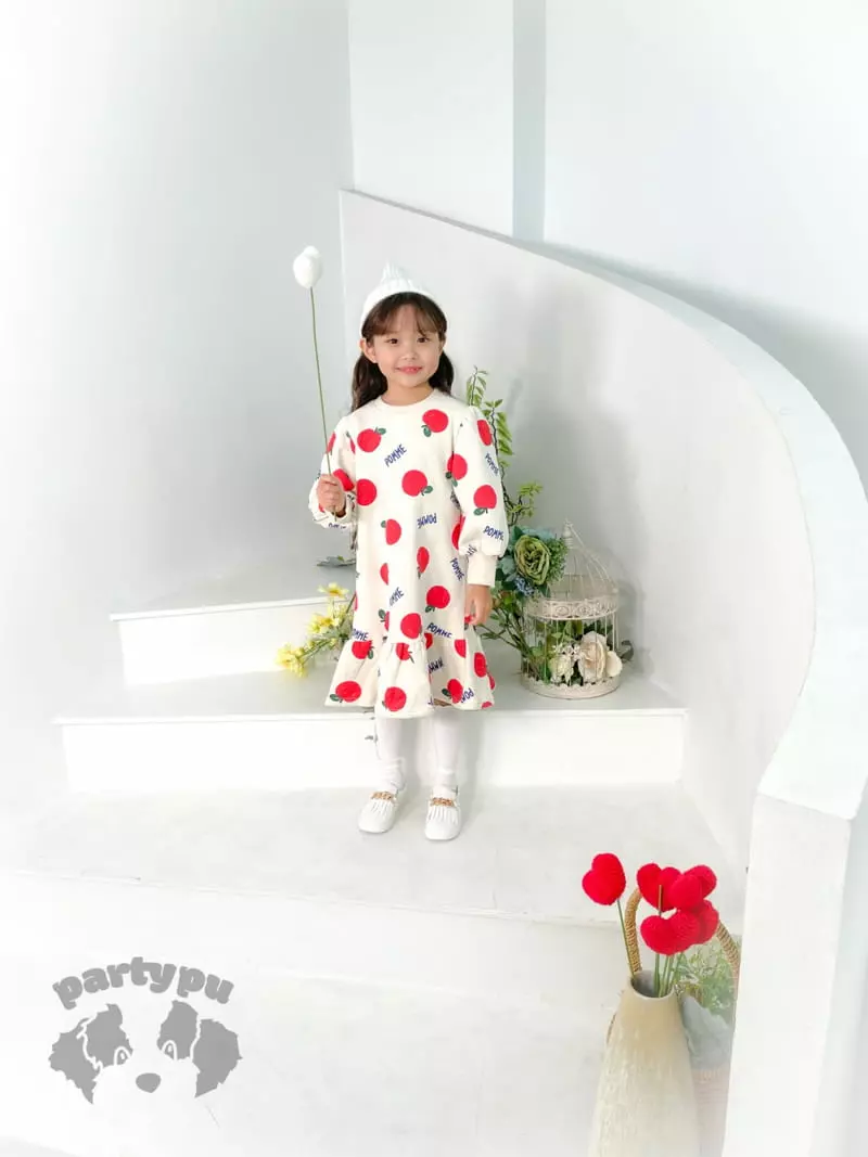 Party Pu - Korean Children Fashion - #toddlerclothing - Shirring Apple One-piece - 3