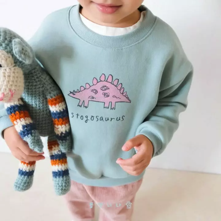 Paul & Nina - Korean Children Fashion - #kidsshorts - Stegosaurus Fleece Sweatshirt - 6