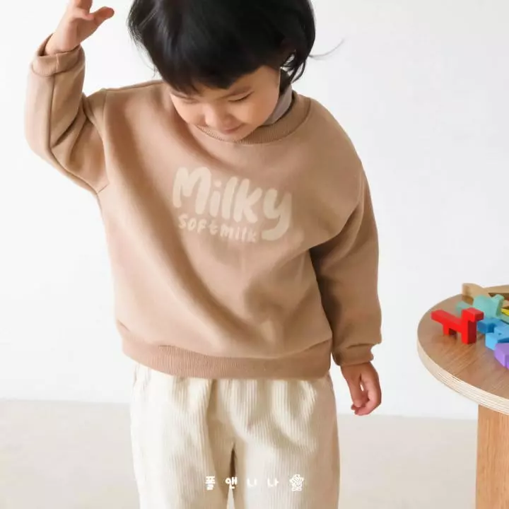 Paul & Nina - Korean Children Fashion - #kidsshorts - Milk Fleece Sweatshirt - 5