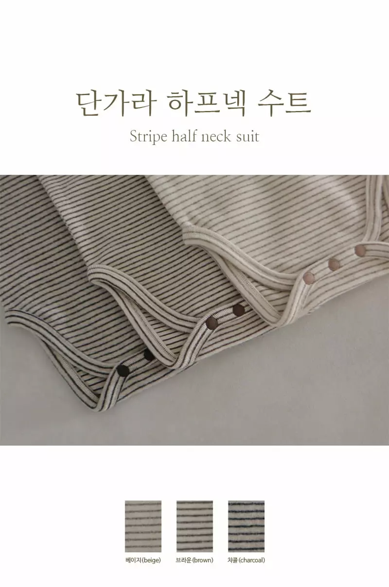 Peekaboo - Korean Baby Fashion - #babyoninstagram - Stripes Half Neck Tee