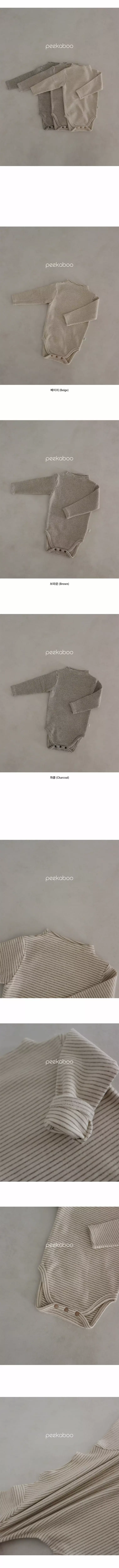 Peekaboo - Korean Baby Fashion - #babyoutfit - Stripes Half Neck Tee - 3