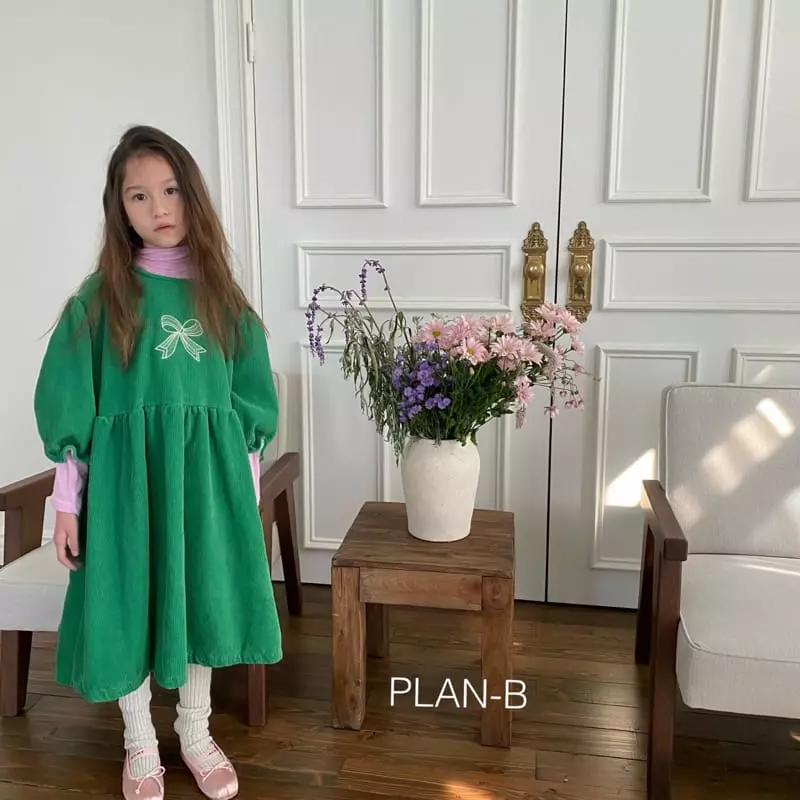 Plan B - Korean Children Fashion - #childofig - Ribbon Embrodiery One-piece - 2