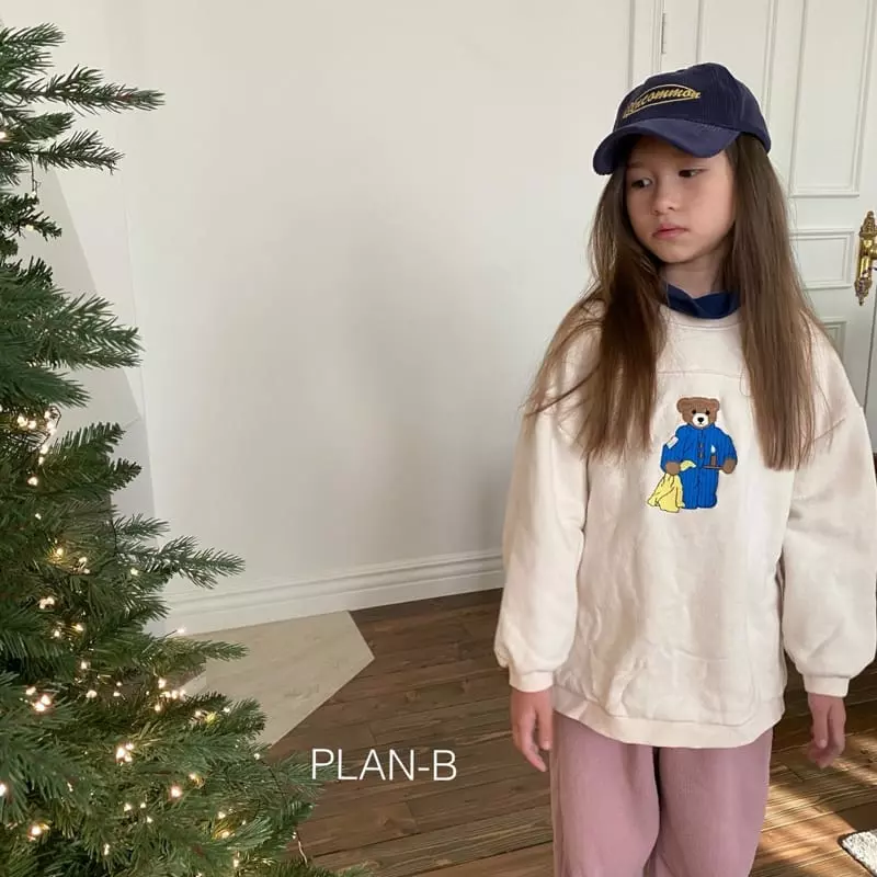 Plan B - Korean Children Fashion - #childofig - Embrodiery Bear Slit Sweatshirt - 3