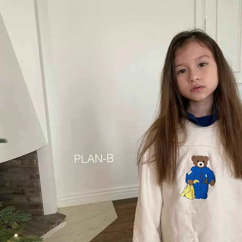 Plan B - Korean Children Fashion - #kidsstore - Embrodiery Bear Slit Sweatshirt - 9