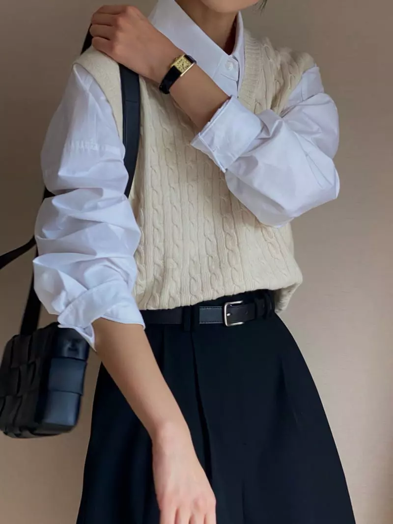 Plat - Korean Women Fashion - #momslook - Cable Vest