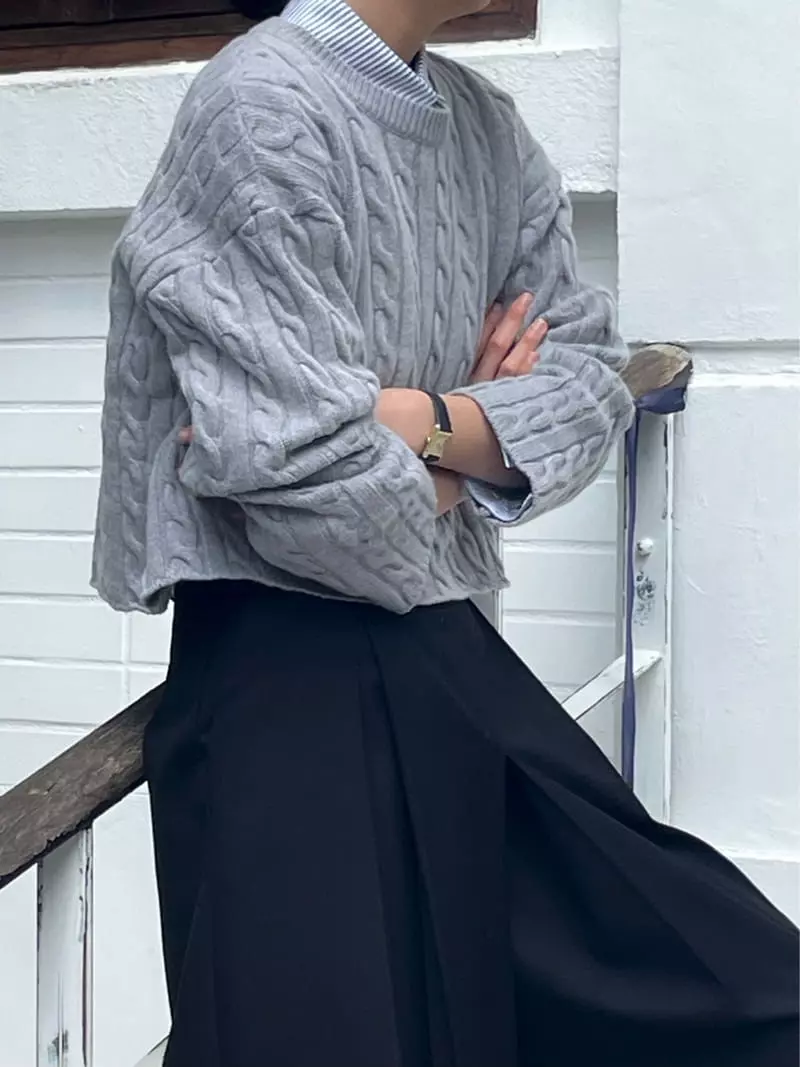 Plat - Korean Women Fashion - #vintagekidsstyle - Mue Twist Knit Tee - 7