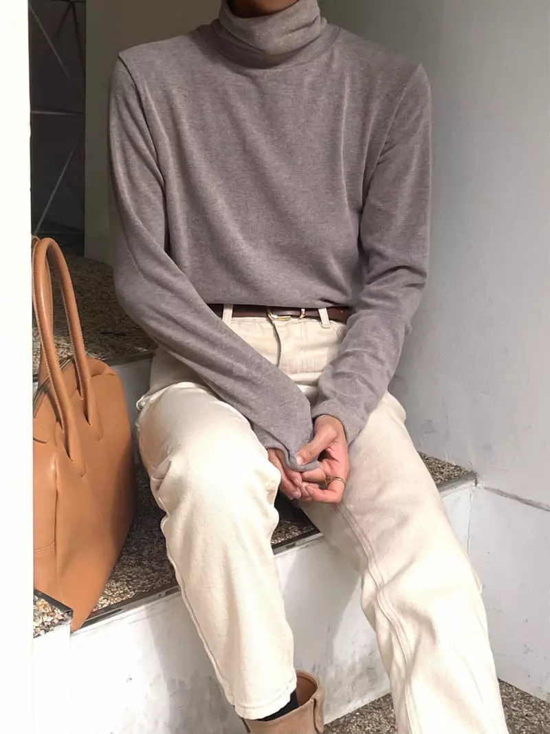 Plat - Korean Women Fashion - #momslook - Angora Turtleneck Tee - 4