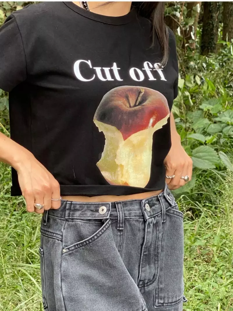 Project View - Korean Women Fashion - #momslook - Cut Over Peach Paint Tee - 2