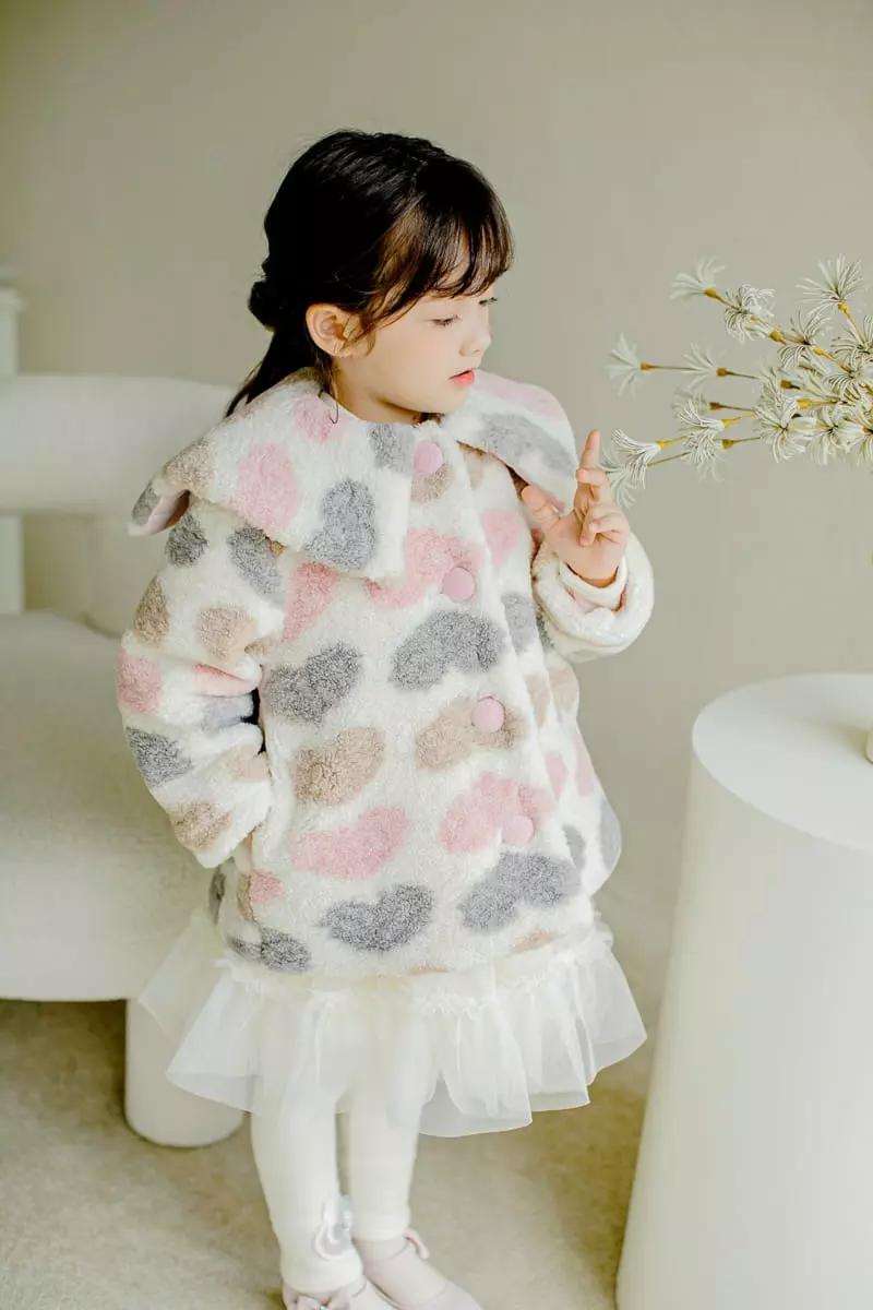 Pudding - Korean Children Fashion - #littlefashionista - Heart Coat - 5