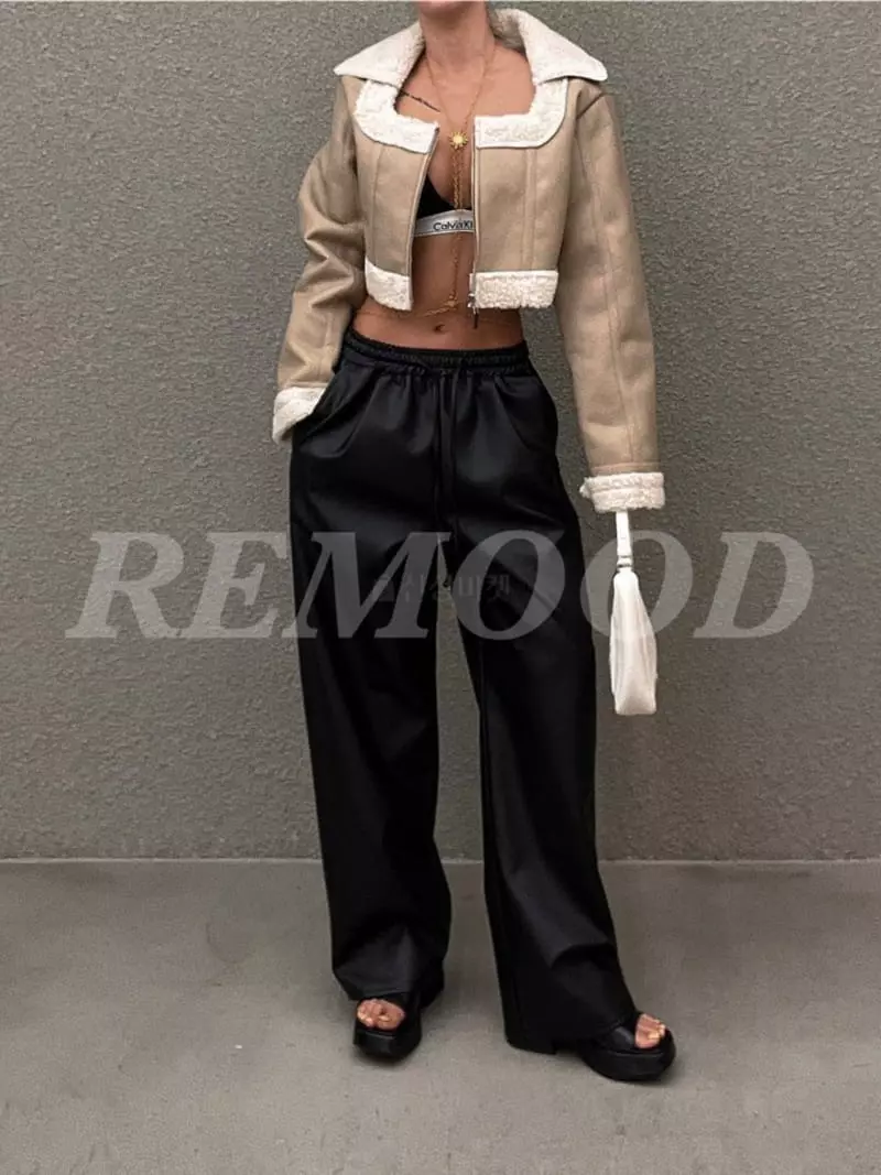 Remood - Korean Women Fashion - #womensfashion - Pintuck Leather Pants - 4