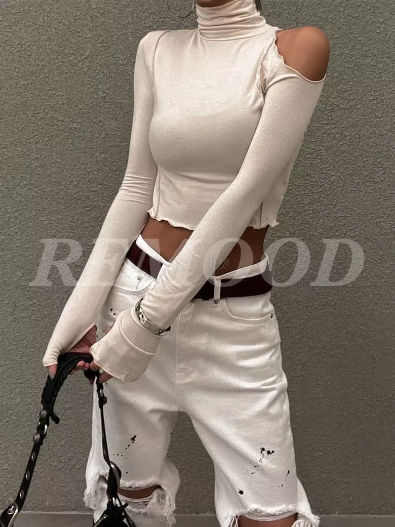Remood - Korean Women Fashion - #momslook - Shoulder Tee - 2