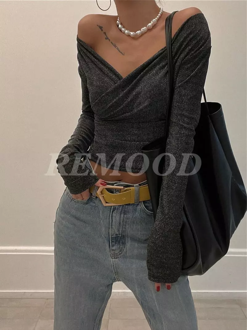 Remood - Korean Women Fashion - #romanticstyle - Metal Glow Tee - 7