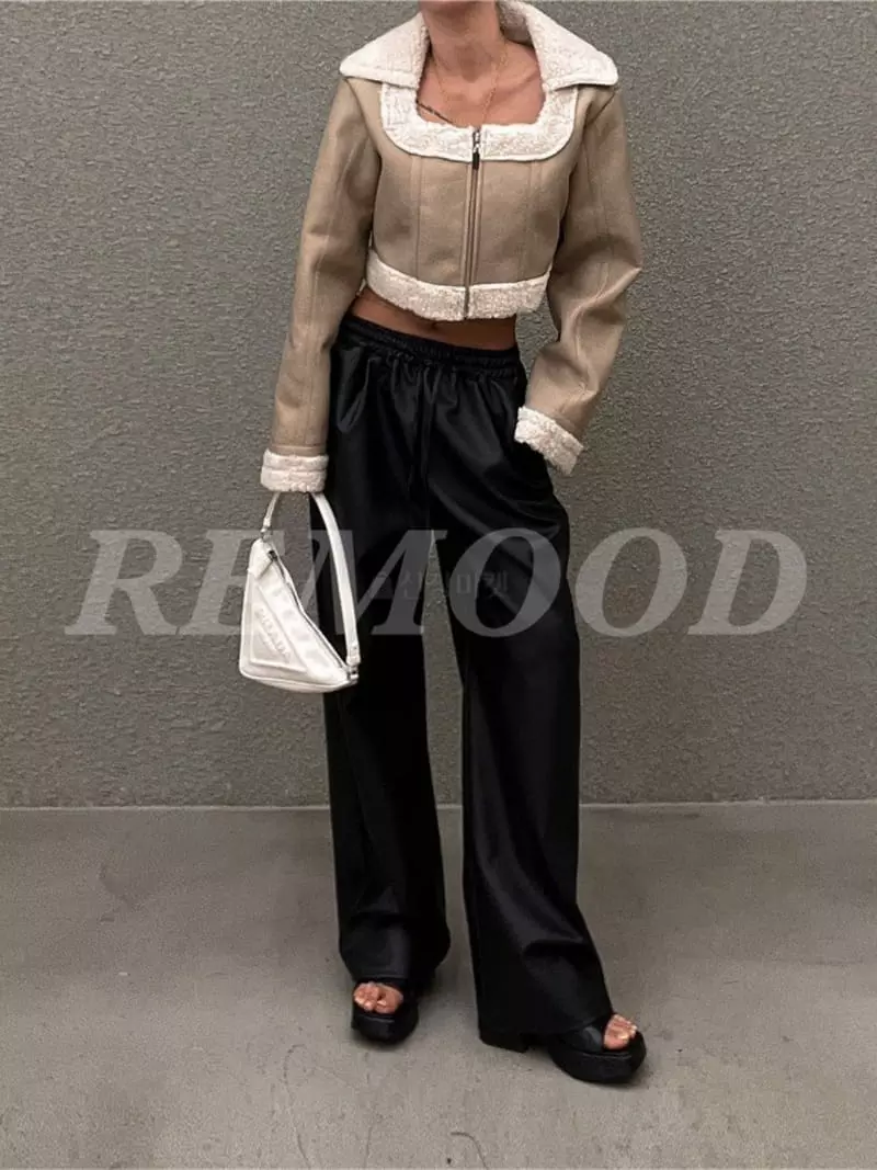 Remood - Korean Women Fashion - #womensfashion - Pintuck Leather Pants - 5