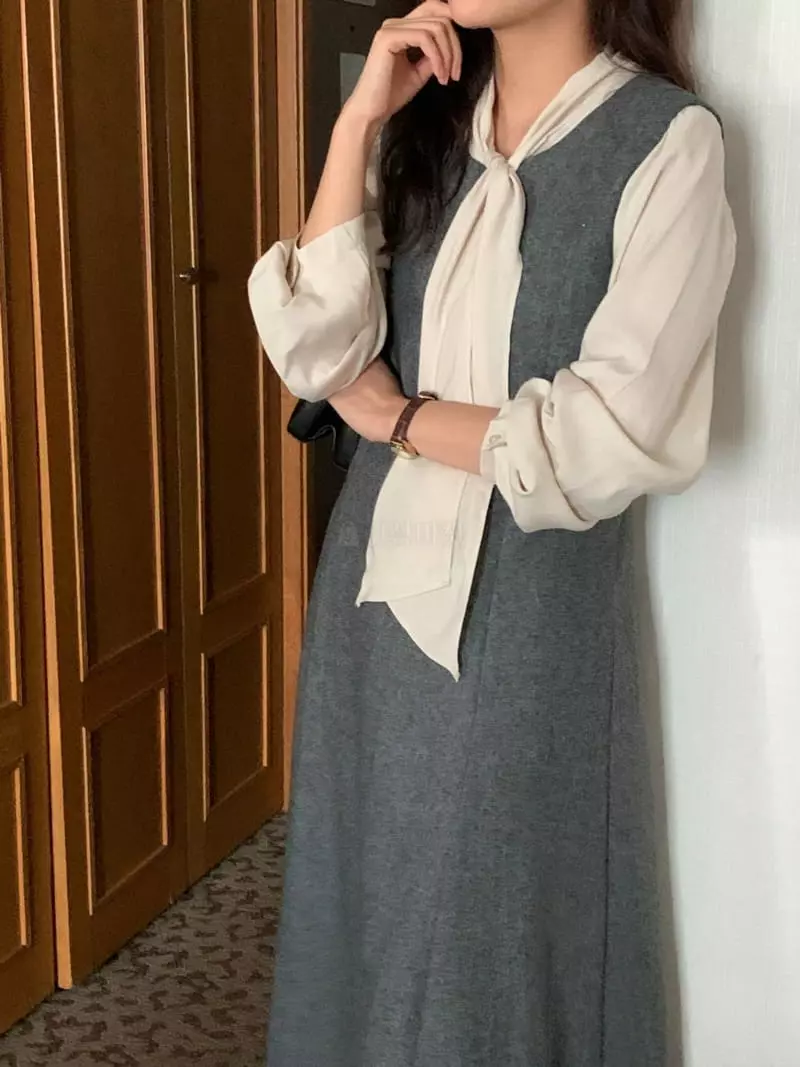 Renouveau - Korean Women Fashion - #momslook - Herringbone One-piece - 6