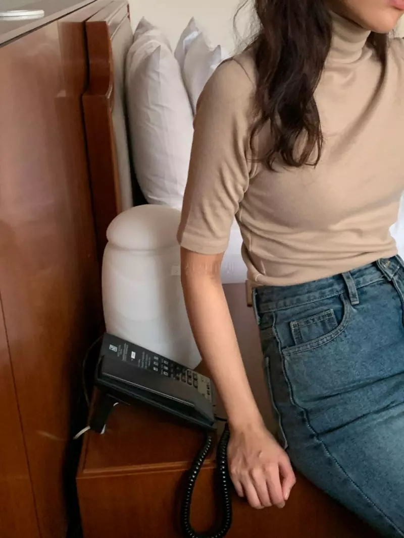 Renouveau - Korean Women Fashion - #momslook - Angora Turtleneck Tee - 6
