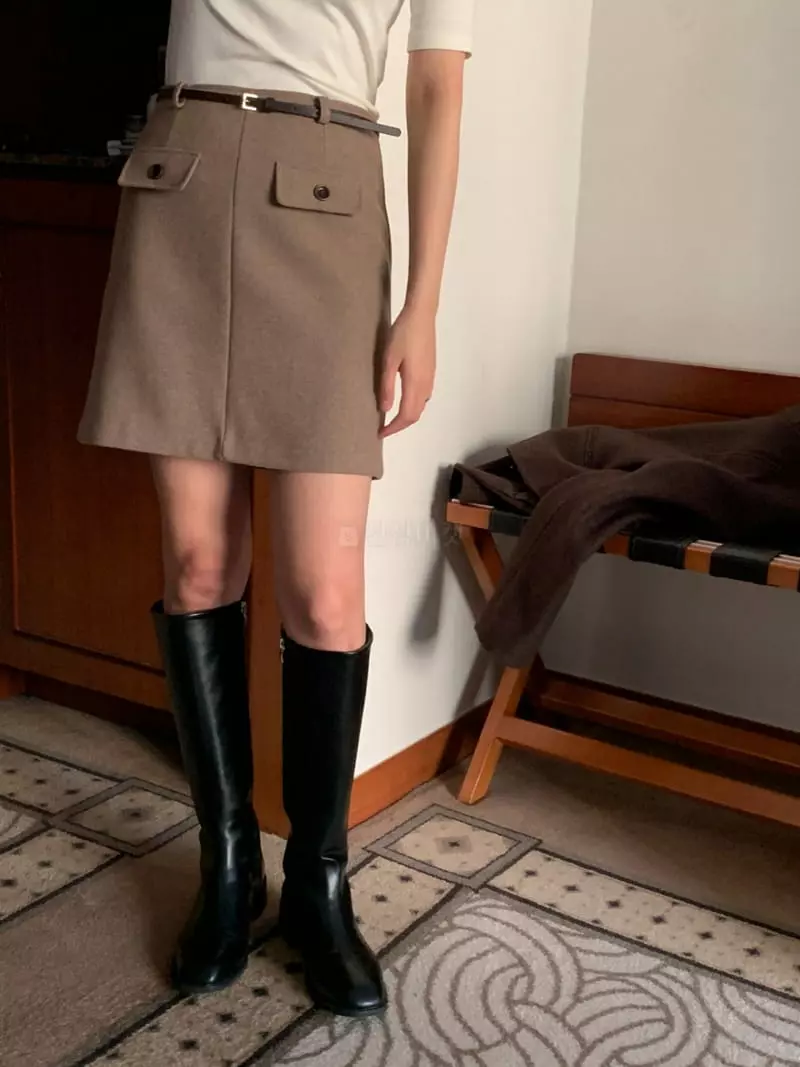 Renouveau - Korean Women Fashion - #vintageinspired - Pocket Midi Skirt - 4