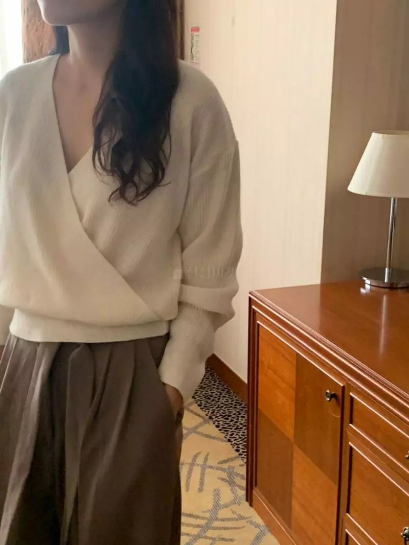 Renouveau - Korean Women Fashion - #womensfashion - Rib Wrap Knit Tee - 2