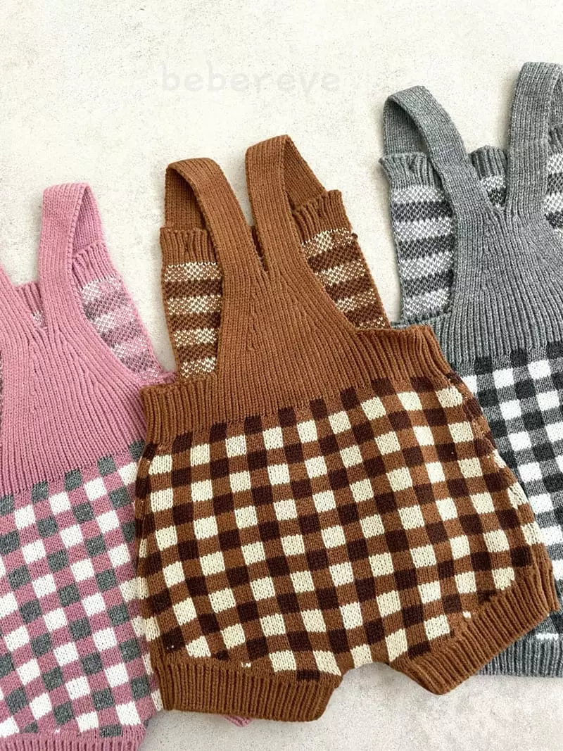 Reve Kid - Korean Baby Fashion - #onlinebabyshop - Check Dungarees - 4