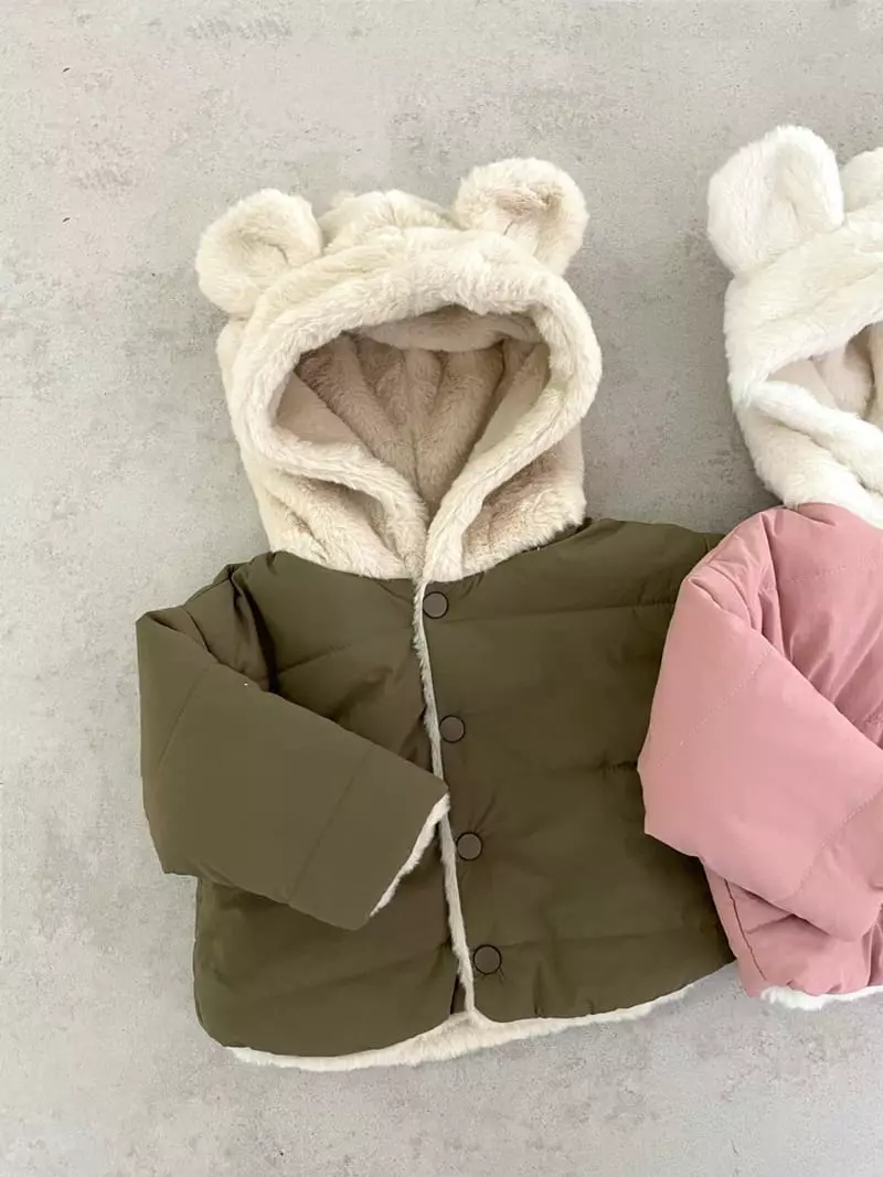 Reve Kid - Korean Baby Fashion - #babyootd - Bebe Bear Hoody Padding - 3
