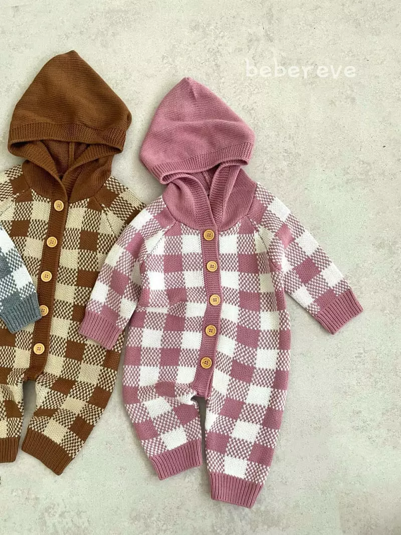 Reve Kid - Korean Baby Fashion - #onlinebabyboutique - Check Knit Hoody  Bodysuit