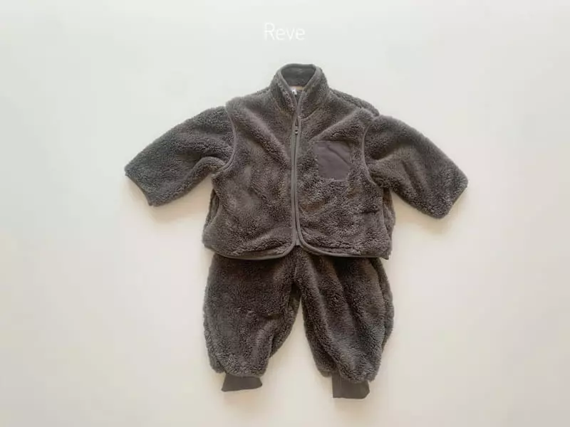 Reve Kid - Korean Children Fashion - #discoveringself - Fleece Zip-up Set