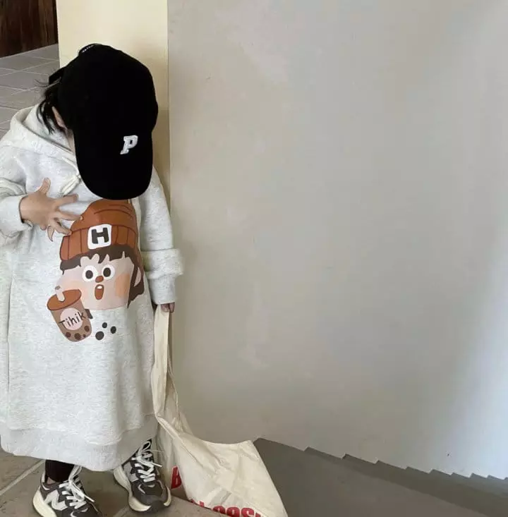 Reve Kid - Korean Children Fashion - #fashionkids - Fleece Long Hoody One-piece - 2