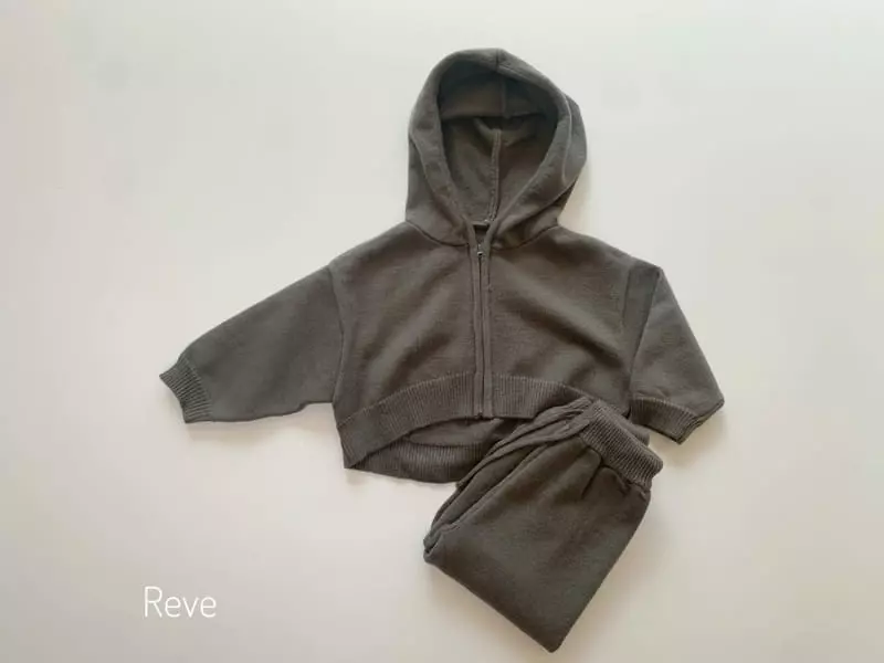 Reve Kid - Korean Children Fashion - #prettylittlegirls - Unbal Knit Hoody Set - 3