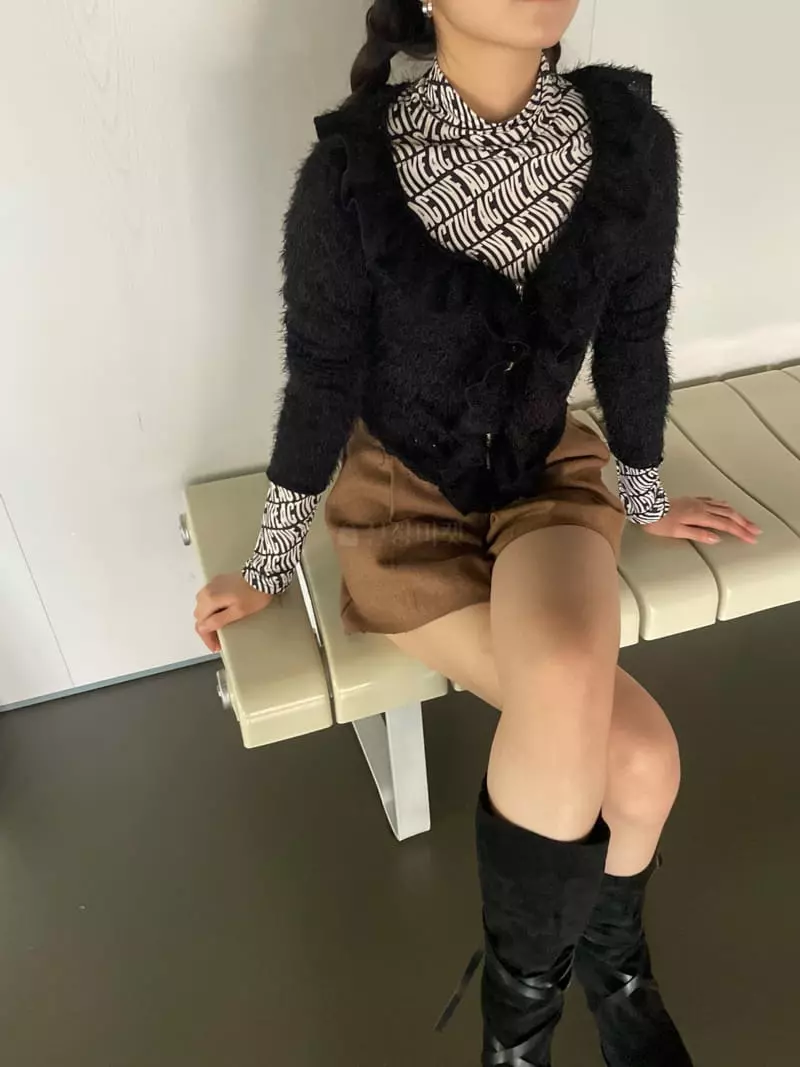 Rooof - Korean Women Fashion - #momslook - Brush Frill Cardigan - 8
