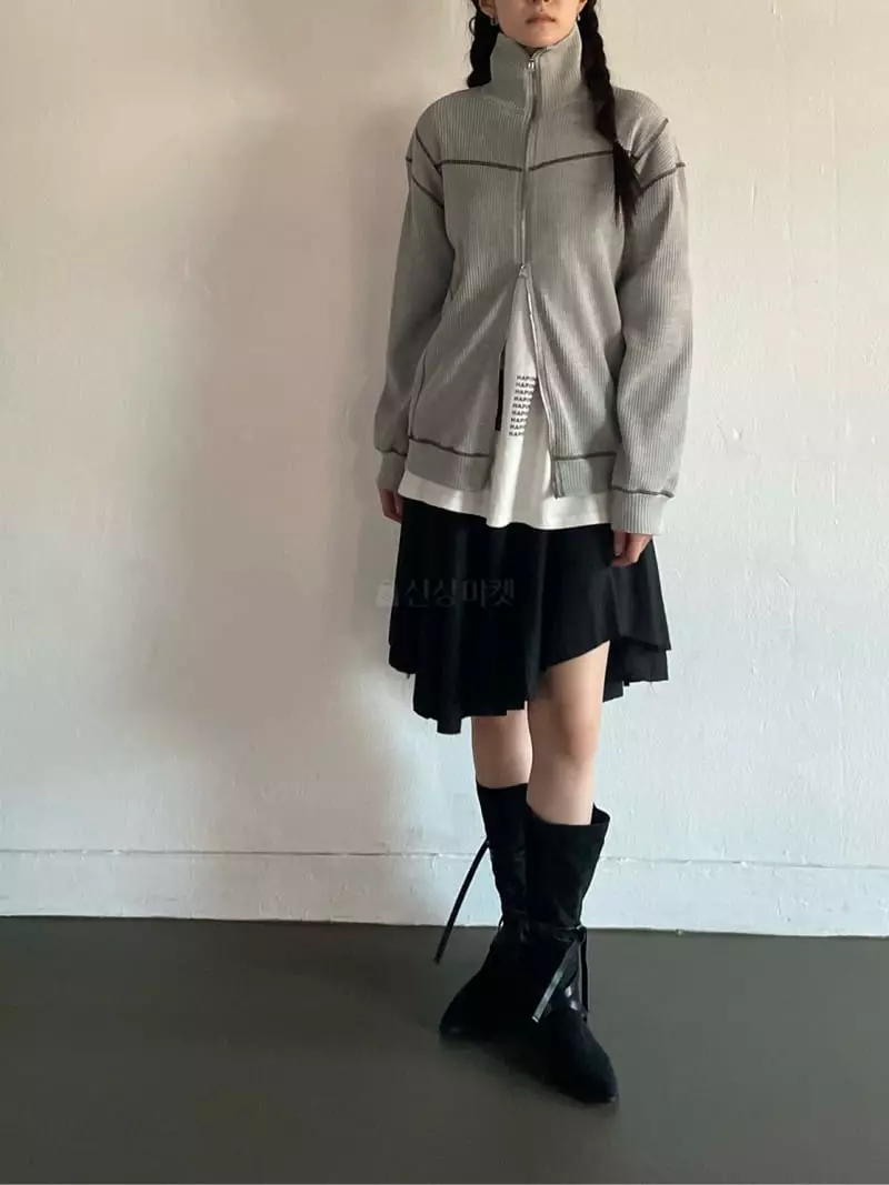 Rooof - Korean Women Fashion - #momslook - Waffle Jacket - 3