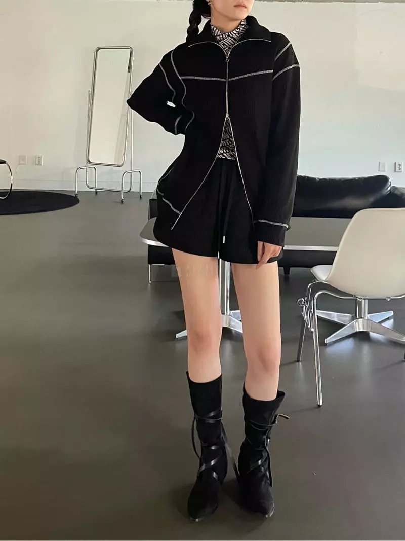 Rooof - Korean Women Fashion - #momslook - Waffle Jacket - 9
