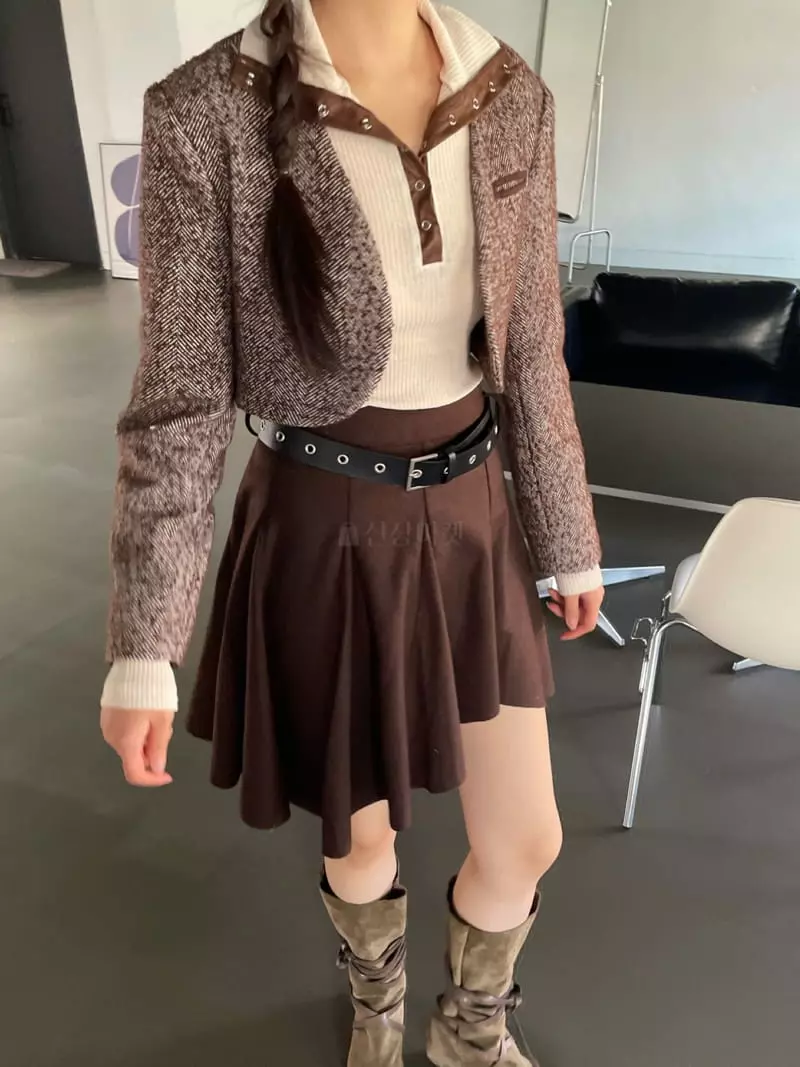 Rooof - Korean Women Fashion - #momslook - Cutting Skirt