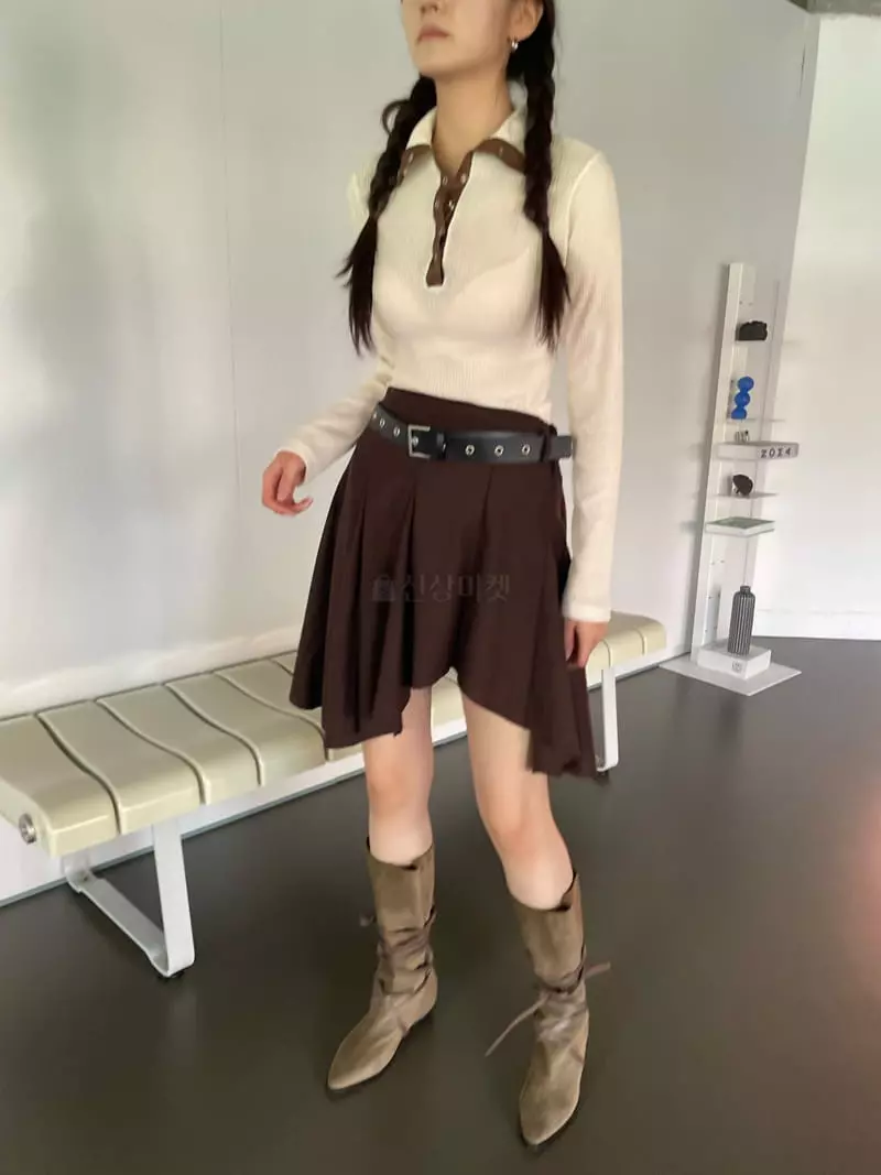 Rooof - Korean Women Fashion - #momslook - Cutting Skirt - 5
