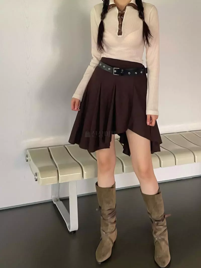 Rooof - Korean Women Fashion - #momslook - Cutting Skirt - 7