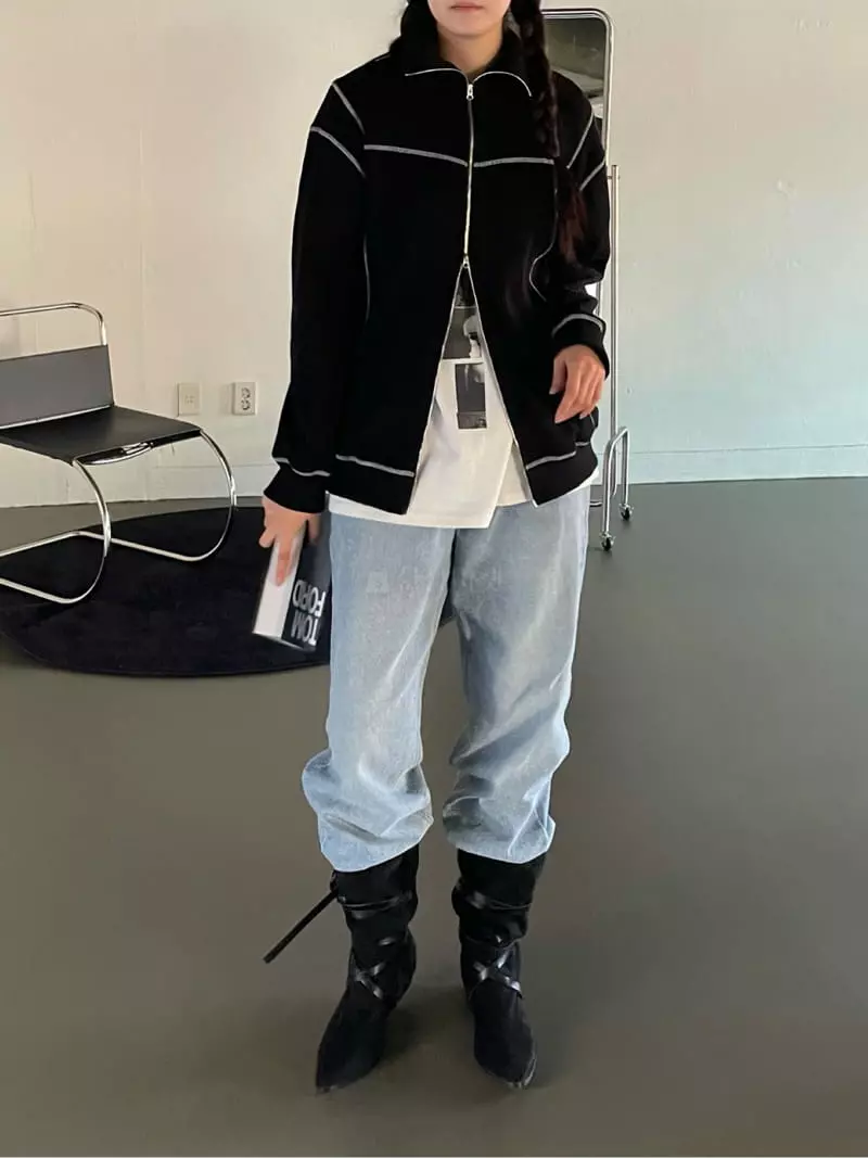 Rooof - Korean Women Fashion - #womensfashion - Waffle Zip-up - 2