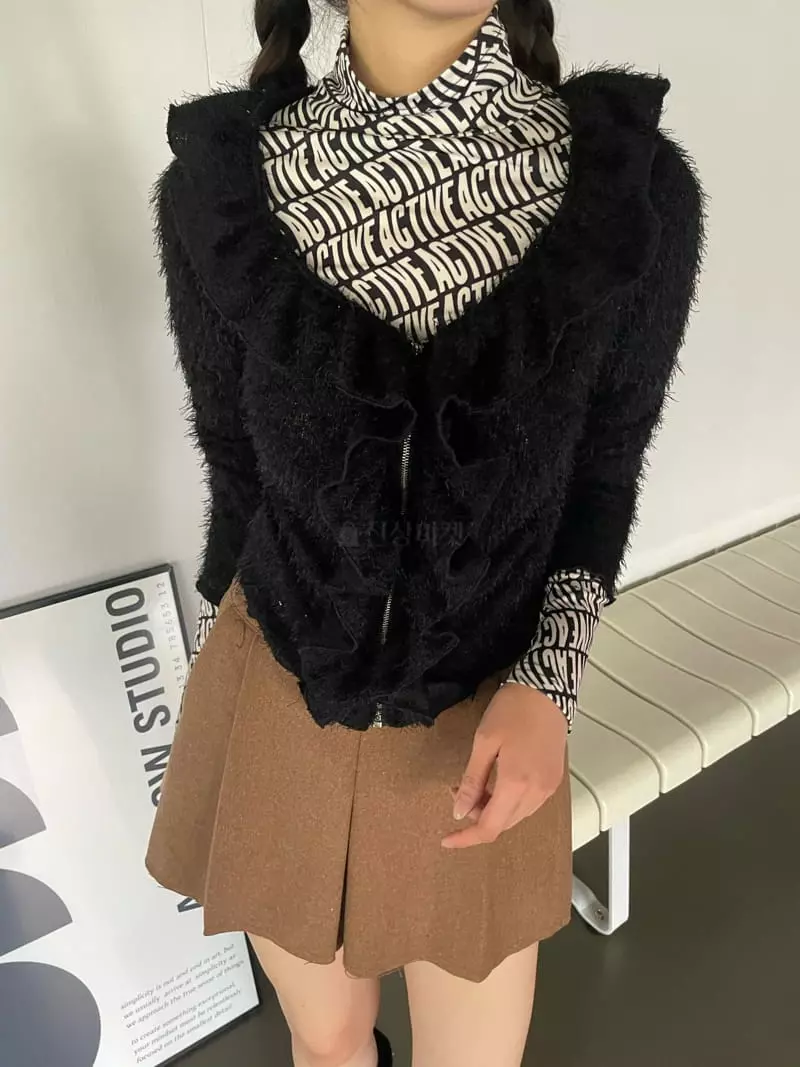 Rooof - Korean Women Fashion - #womensfashion - Brush Frill Cardigan - 9