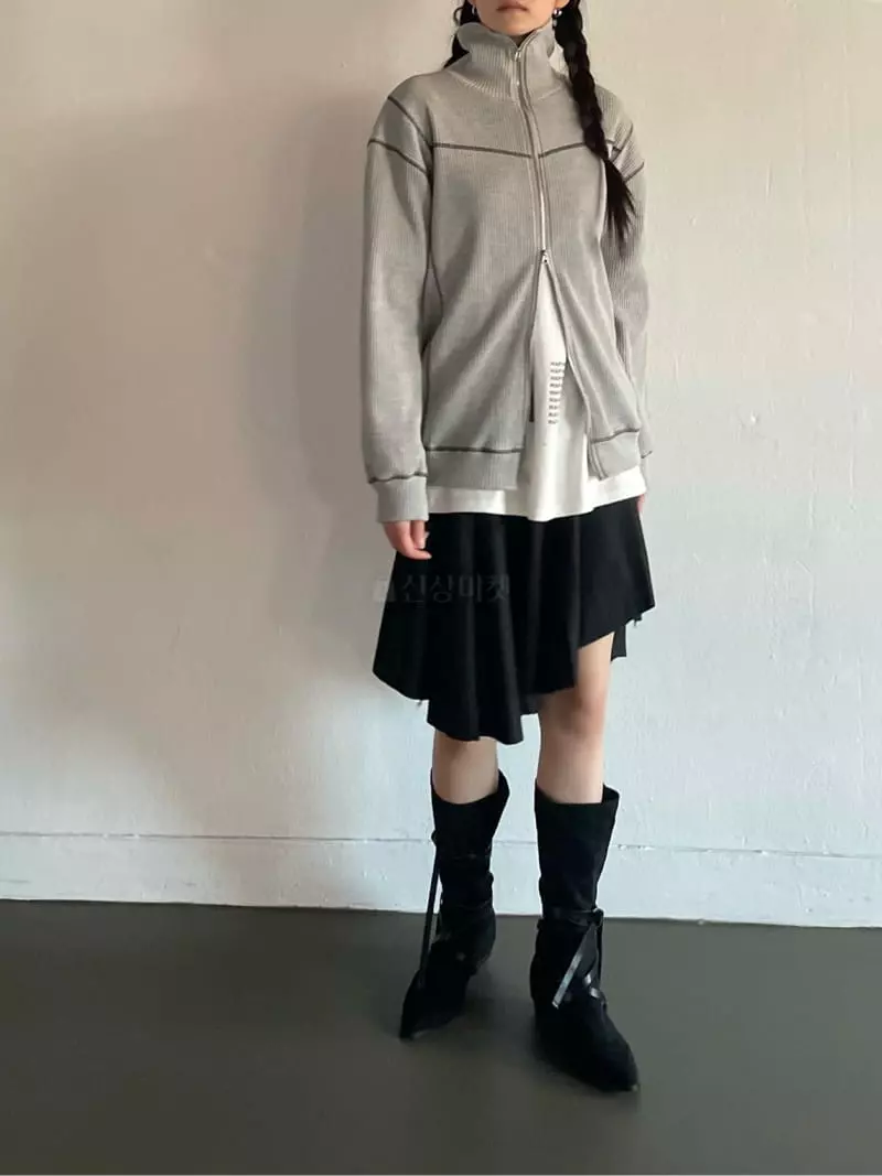 Rooof - Korean Women Fashion - #momslook - Waffle Jacket - 4