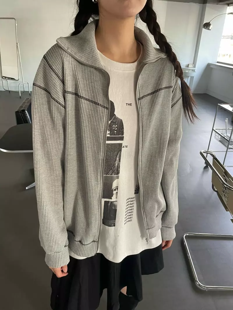 Rooof - Korean Women Fashion - #womensfashion - Waffle Jacket - 6