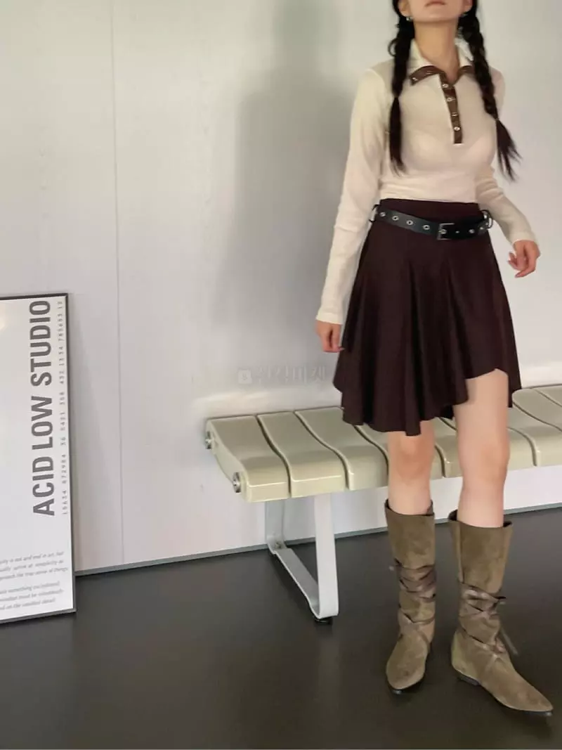 Rooof - Korean Women Fashion - #womensfashion - Cutting Skirt - 6