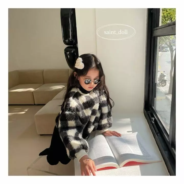 Saint Doll - Korean Children Fashion - #childofig - Check Fleece Sweatshirt - 12