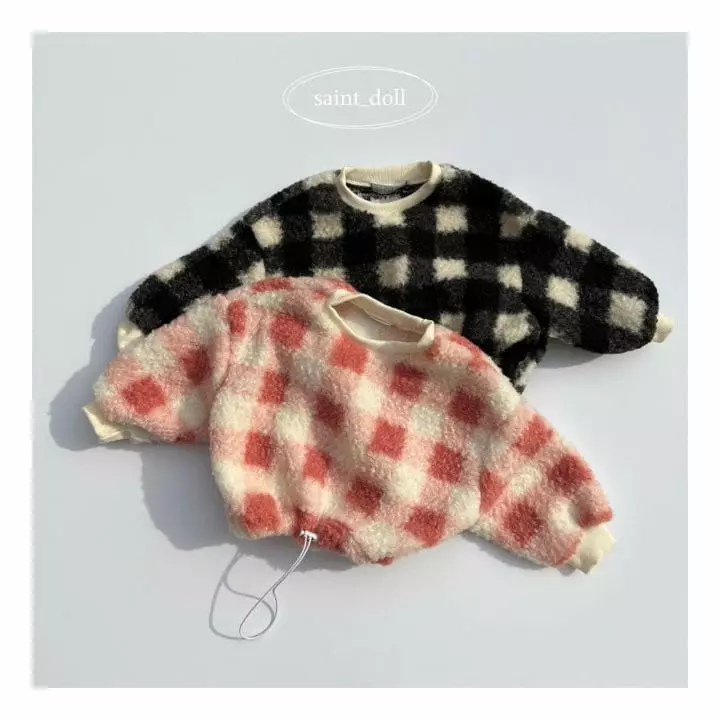 Saint Doll - Korean Children Fashion - #kidsshorts - Check Fleece Sweatshirt
