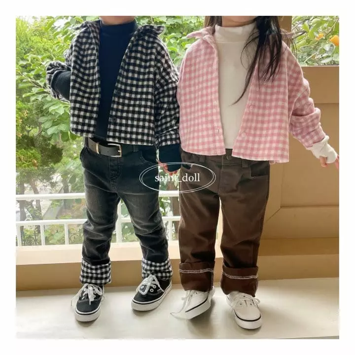 Saint Doll - Korean Children Fashion - #kidsshorts - Check Jeans - 7