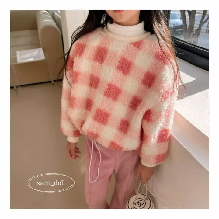 Saint Doll - Korean Children Fashion - #littlefashionista - Check Fleece Sweatshirt - 5