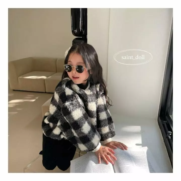 Saint Doll - Korean Children Fashion - #prettylittlegirls - Check Fleece Sweatshirt - 8